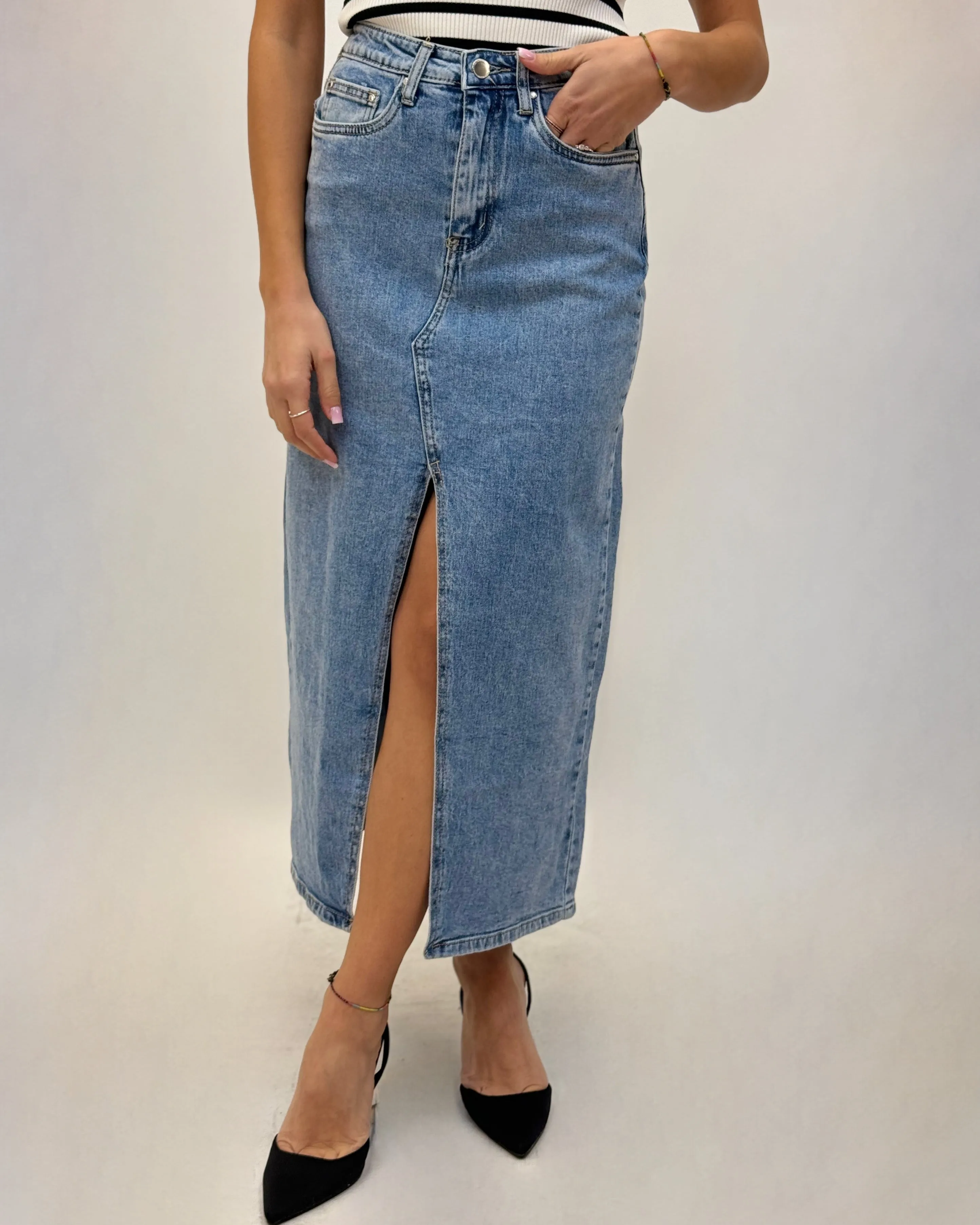 Gonne longuette in denim