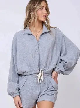 GREY JERSEY ZIP UP