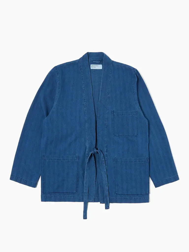 Herringbone Denim Tie Front Jacket