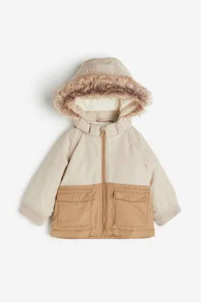 Hooded jacket - Long sleeve - Regular length - Light beige/Block-coloured - Kids | H&M GB