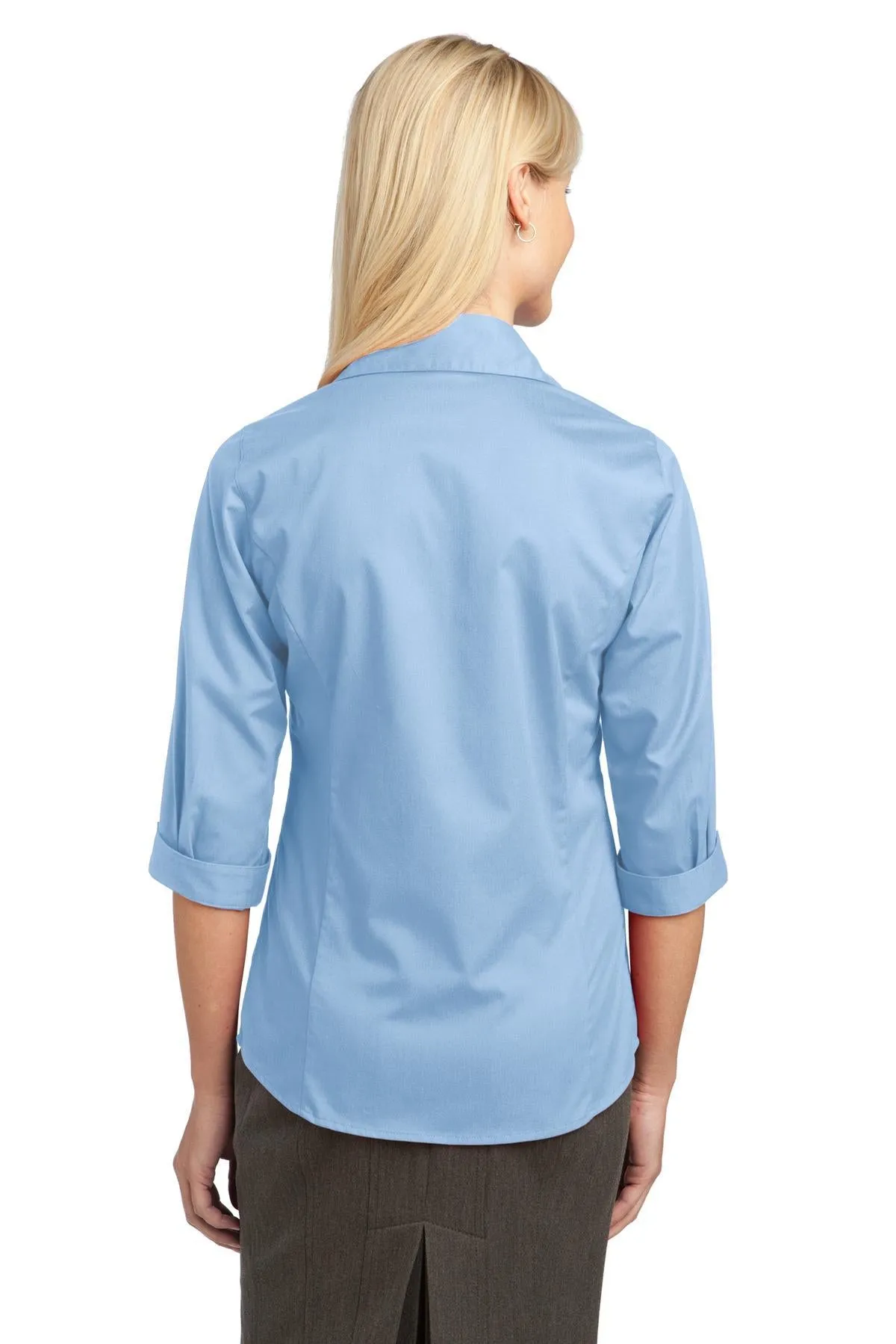 IMPROVED Port Authority Ladies 3/4-Sleeve Blouse L6290 Light Blue