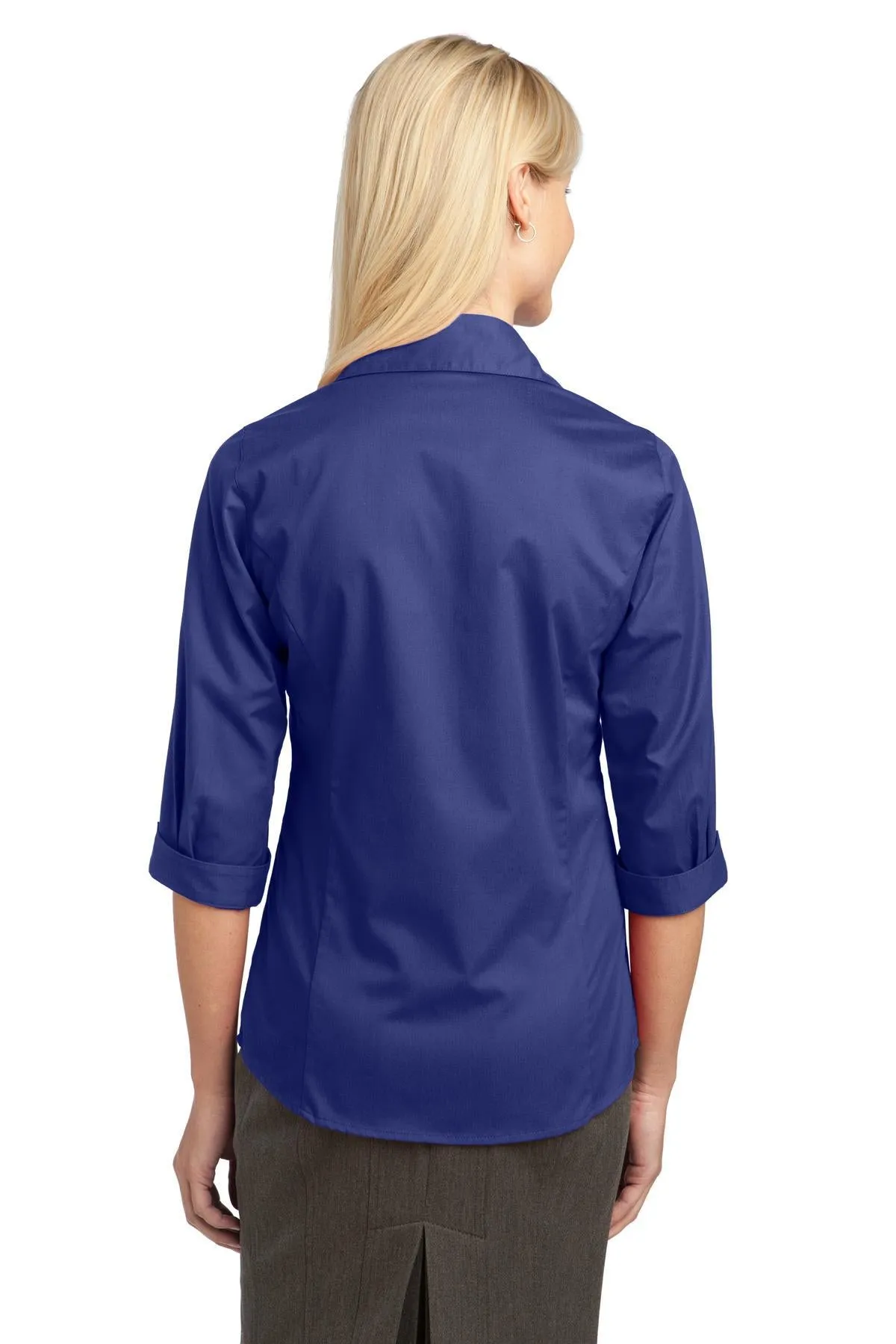 IMPROVED Port Authority Ladies 3/4-Sleeve Blouse L6290 Mediterranean Blue