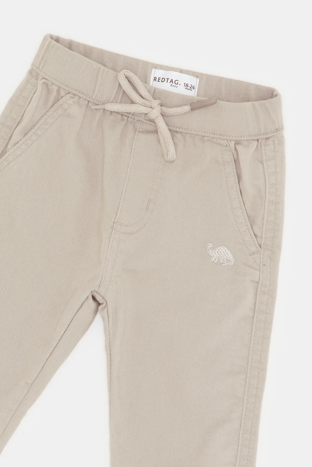 Infant Boys Beige Plain Jogger Jeans