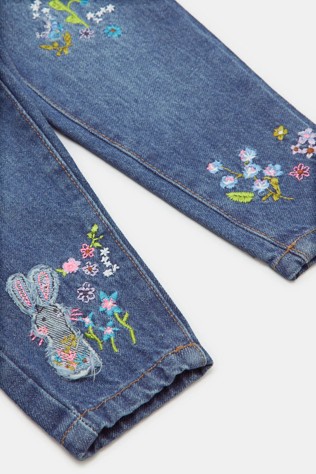 Infant Girls Blue Side Pockets Paper Bag Jeans