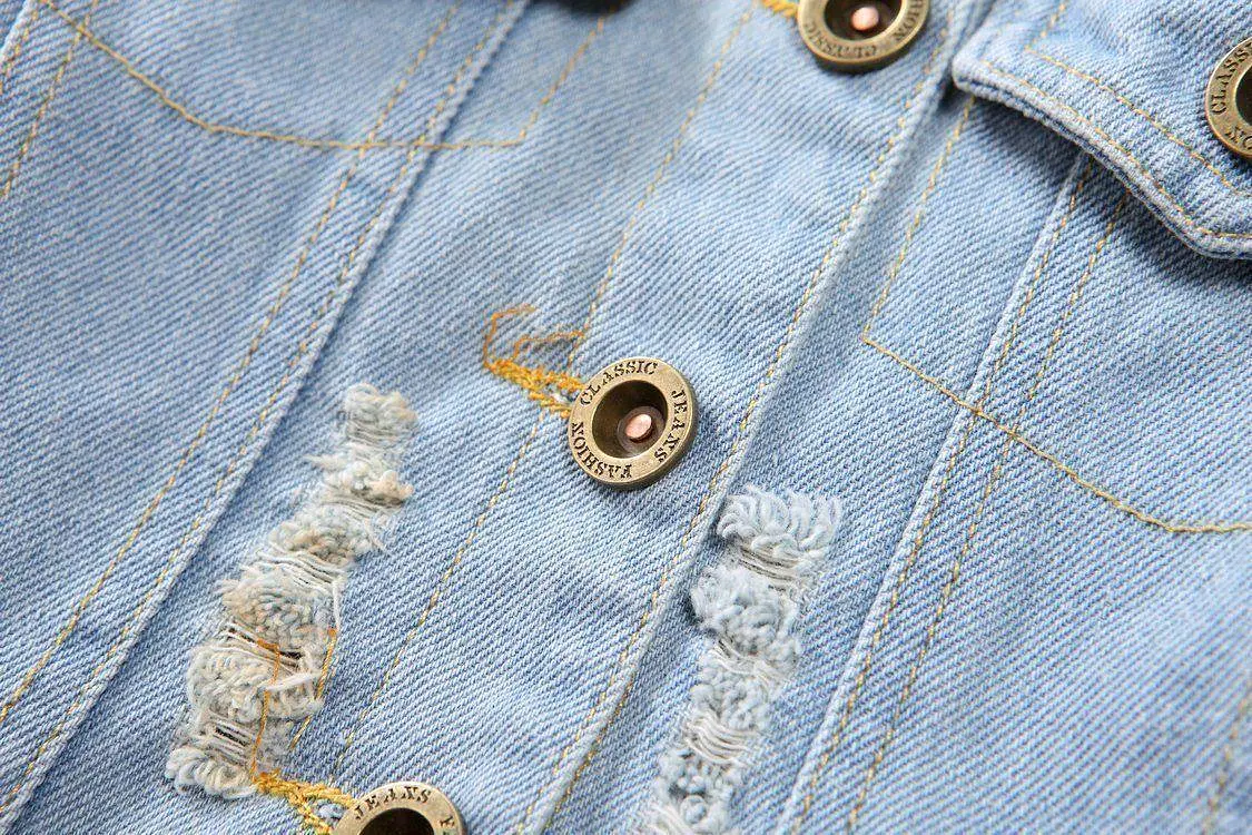 Kids Jean Jacket Ragged Fashion Jacket