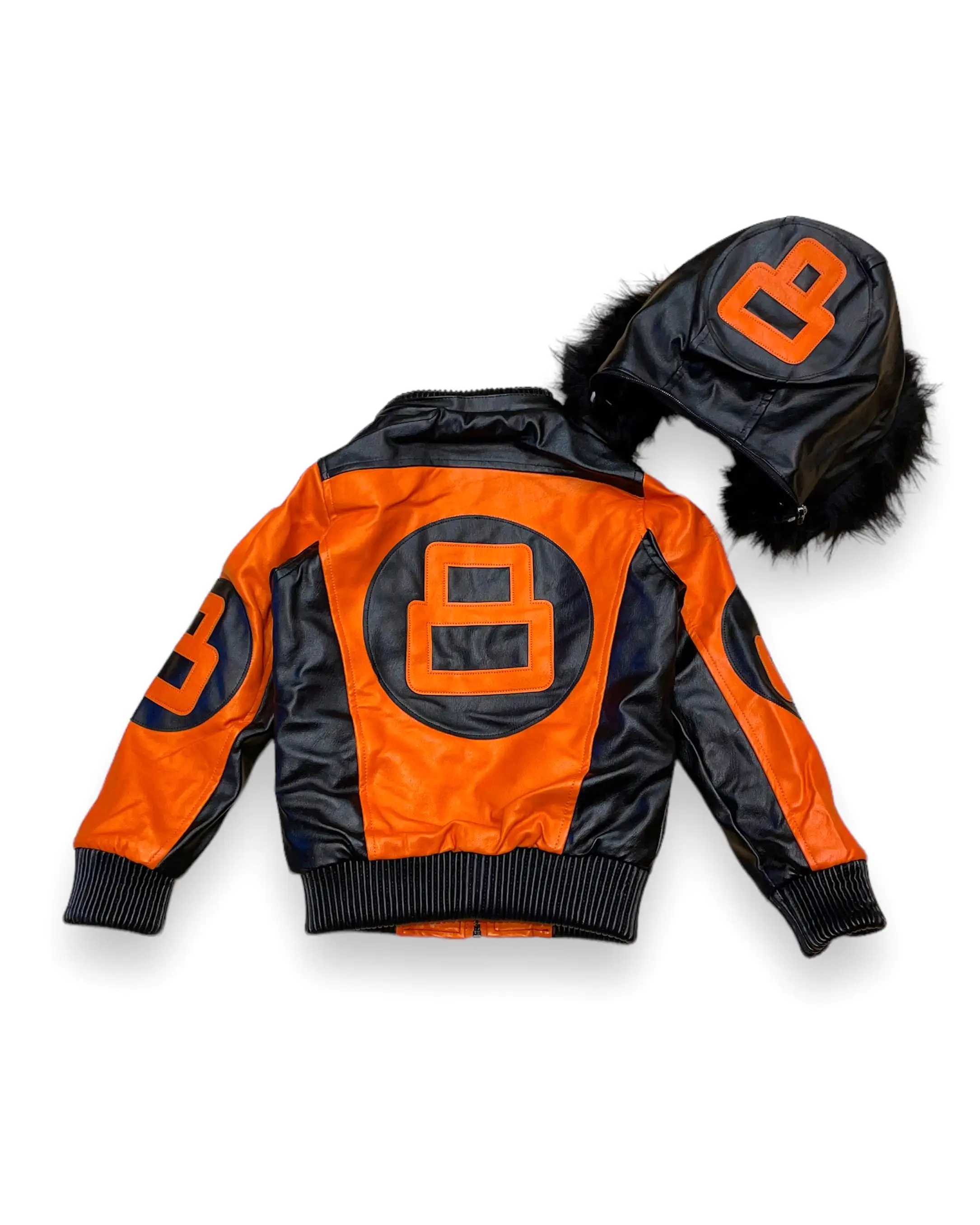 Kid’s PU 8 Ball Fur Bomber Coat