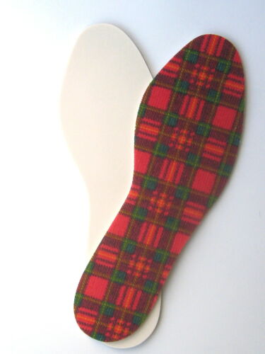 Ladies Mens Insoles Foam Comfort Tartan Soft Size 3,4,5,6,7,8,9,10,11,12,13,14