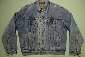 Levis 70506-0316 Blanket Flannel Lined Made in USA Vintage 80s Denim Jean Jacket