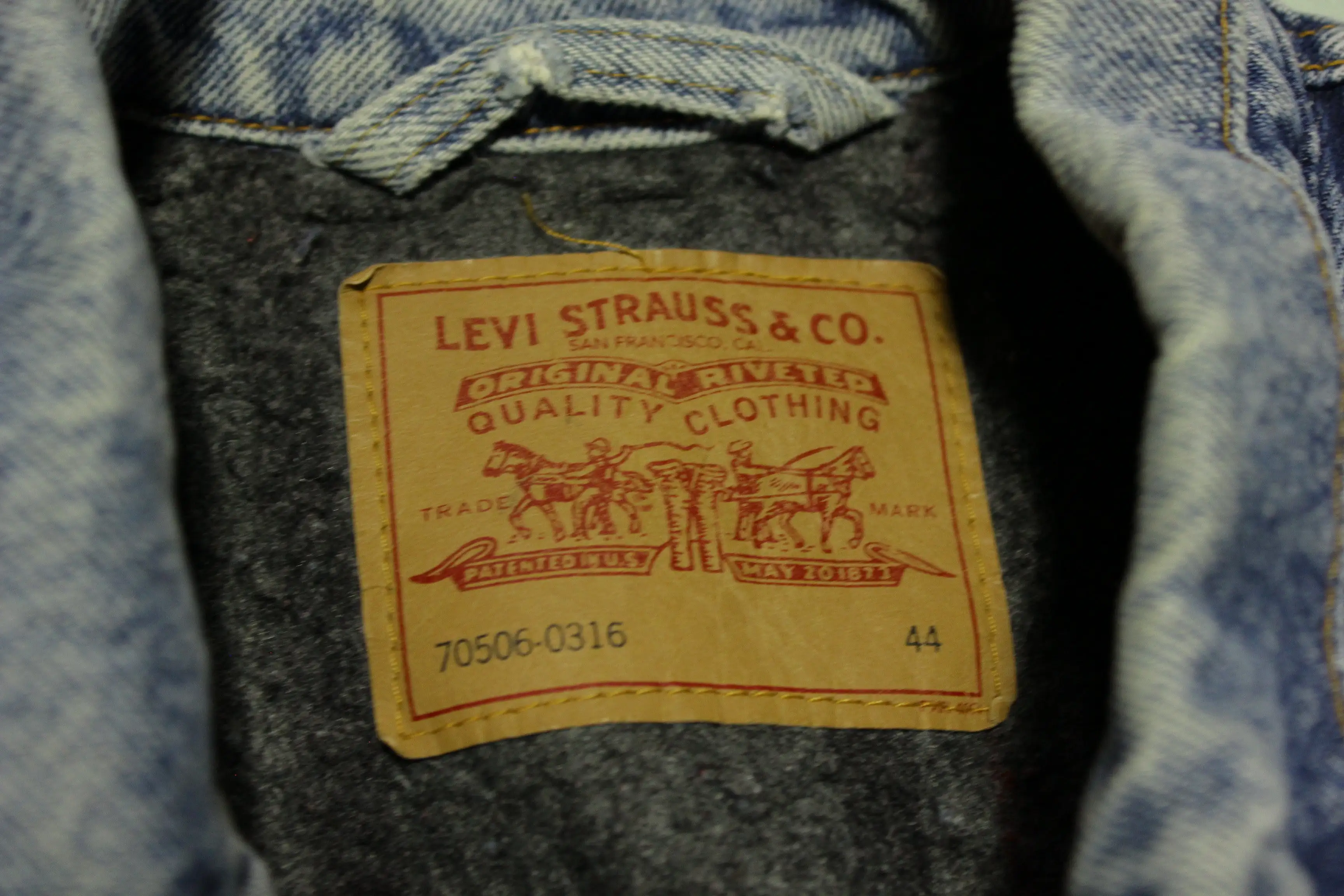 Levis 70506-0316 Blanket Flannel Lined Made in USA Vintage 80s Denim Jean Jacket