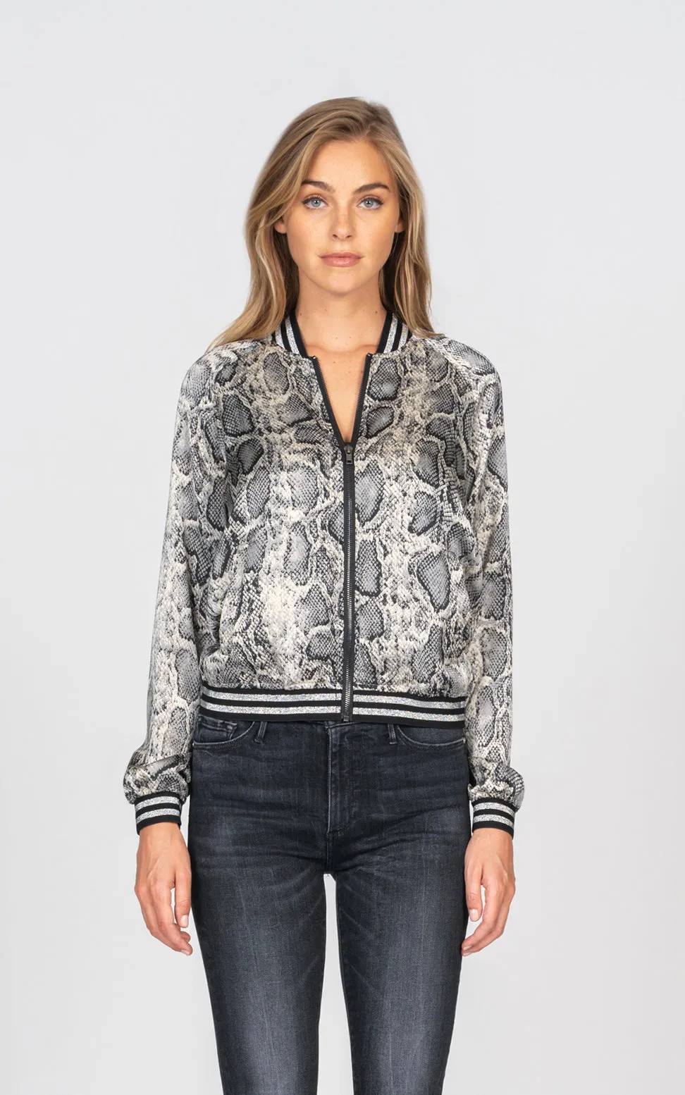 Luxe Satin Jacket - Grey Python