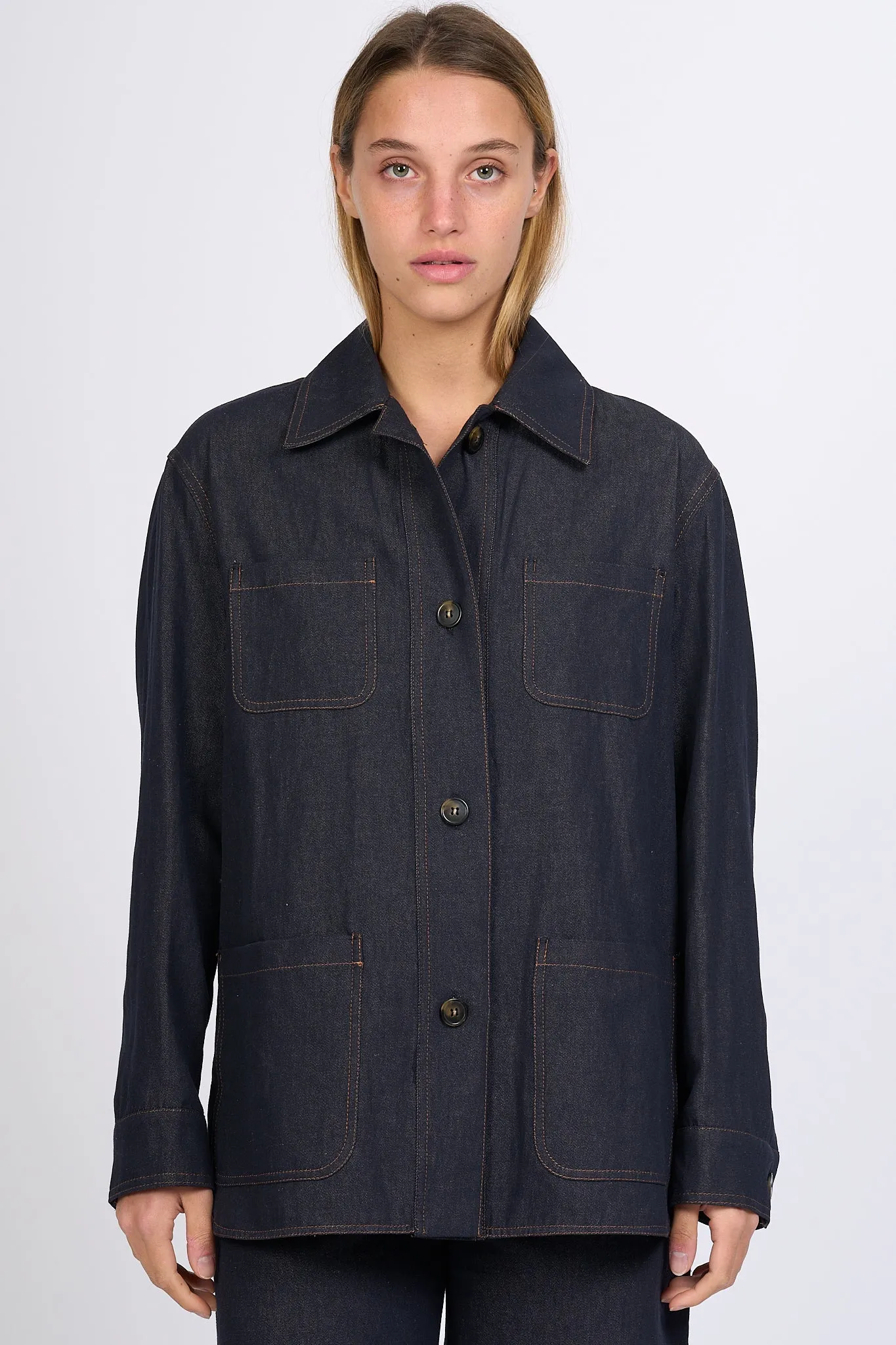 Max Mara camicia Denim Newport Blu Scuro Donna