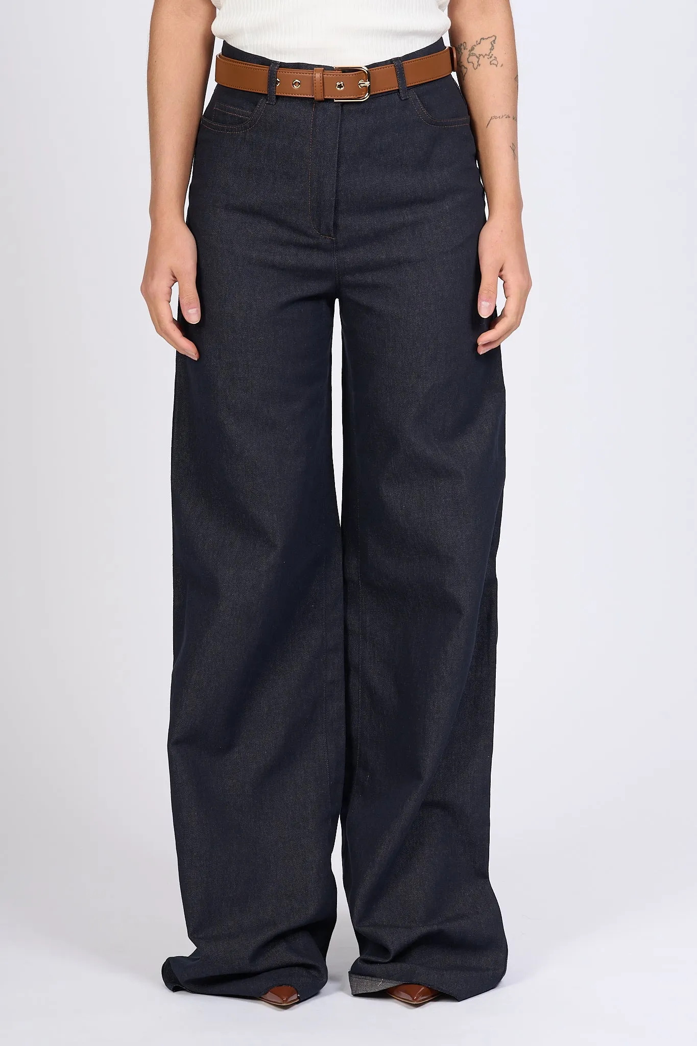 Max Mara Pantalone Cobalto Denim Blu Scuro Donna