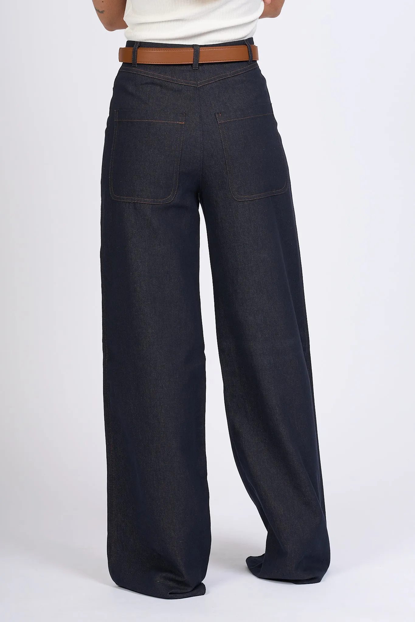 Max Mara Pantalone Cobalto Denim Blu Scuro Donna