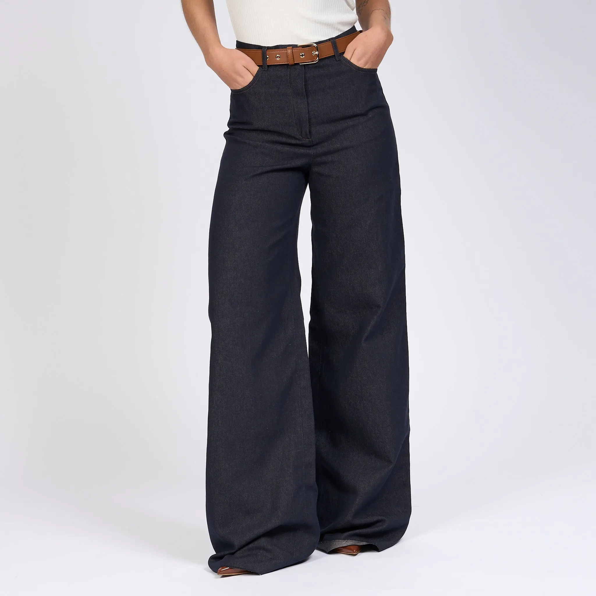 Max Mara Pantalone Cobalto Denim Blu Scuro Donna