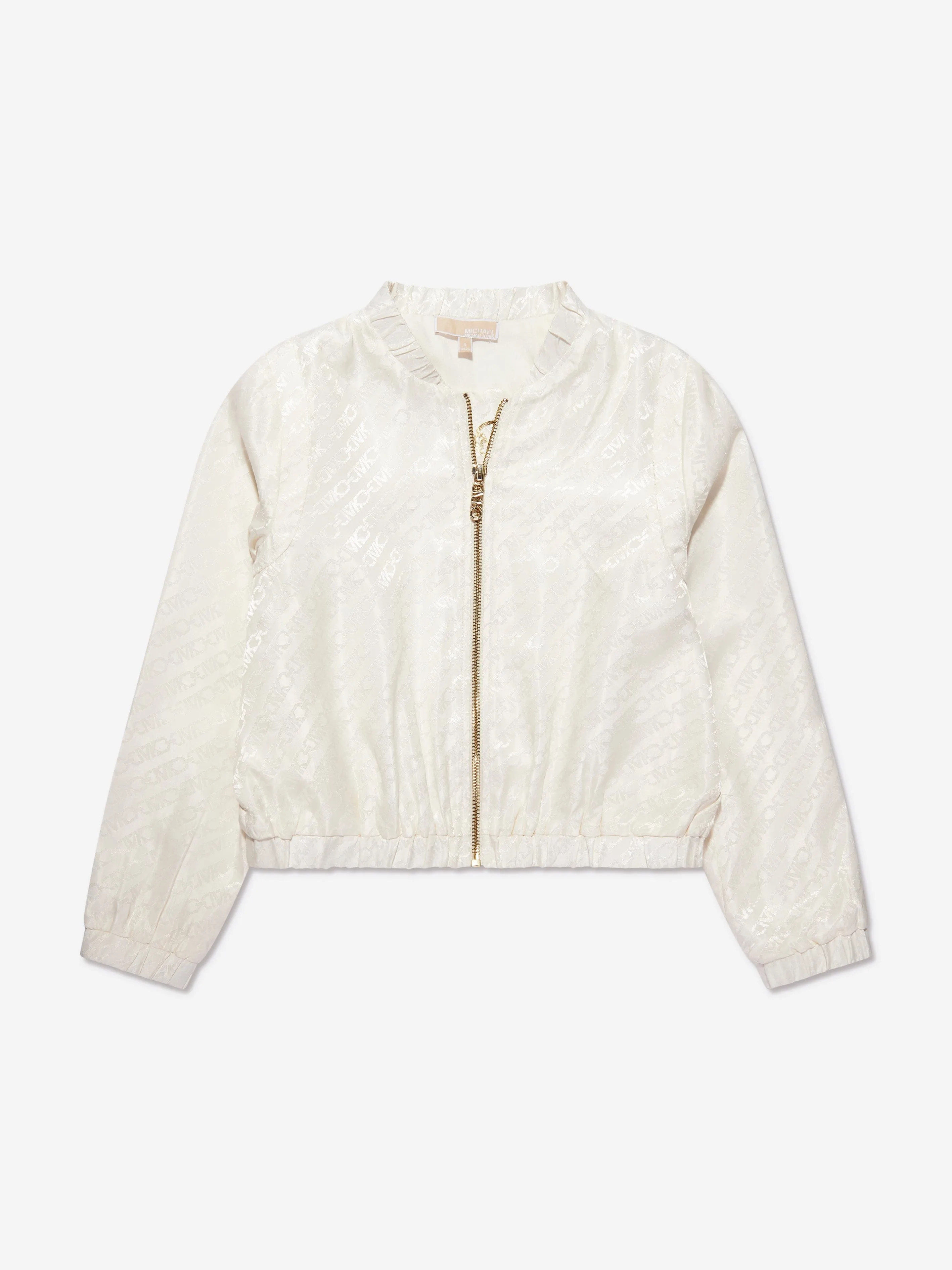 Michael Kors Girls Jacquard Satin Logo Jacket in Ivory