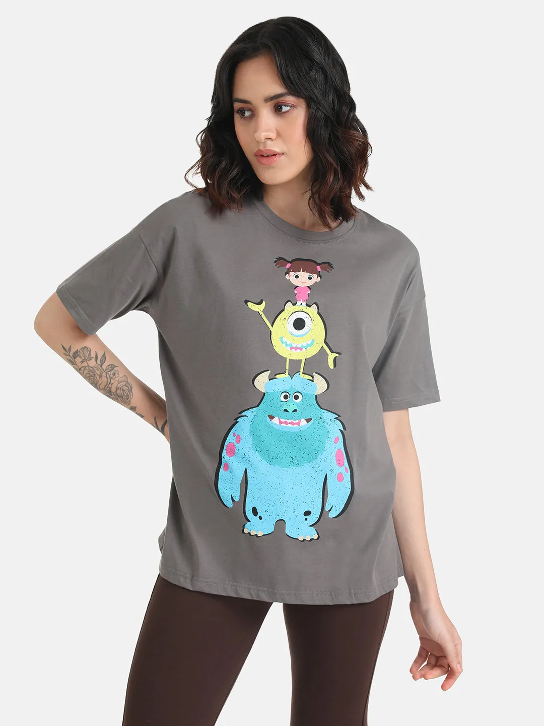 Monsters Inc  Disney  Printed Long T-Shirt With Sequin Work