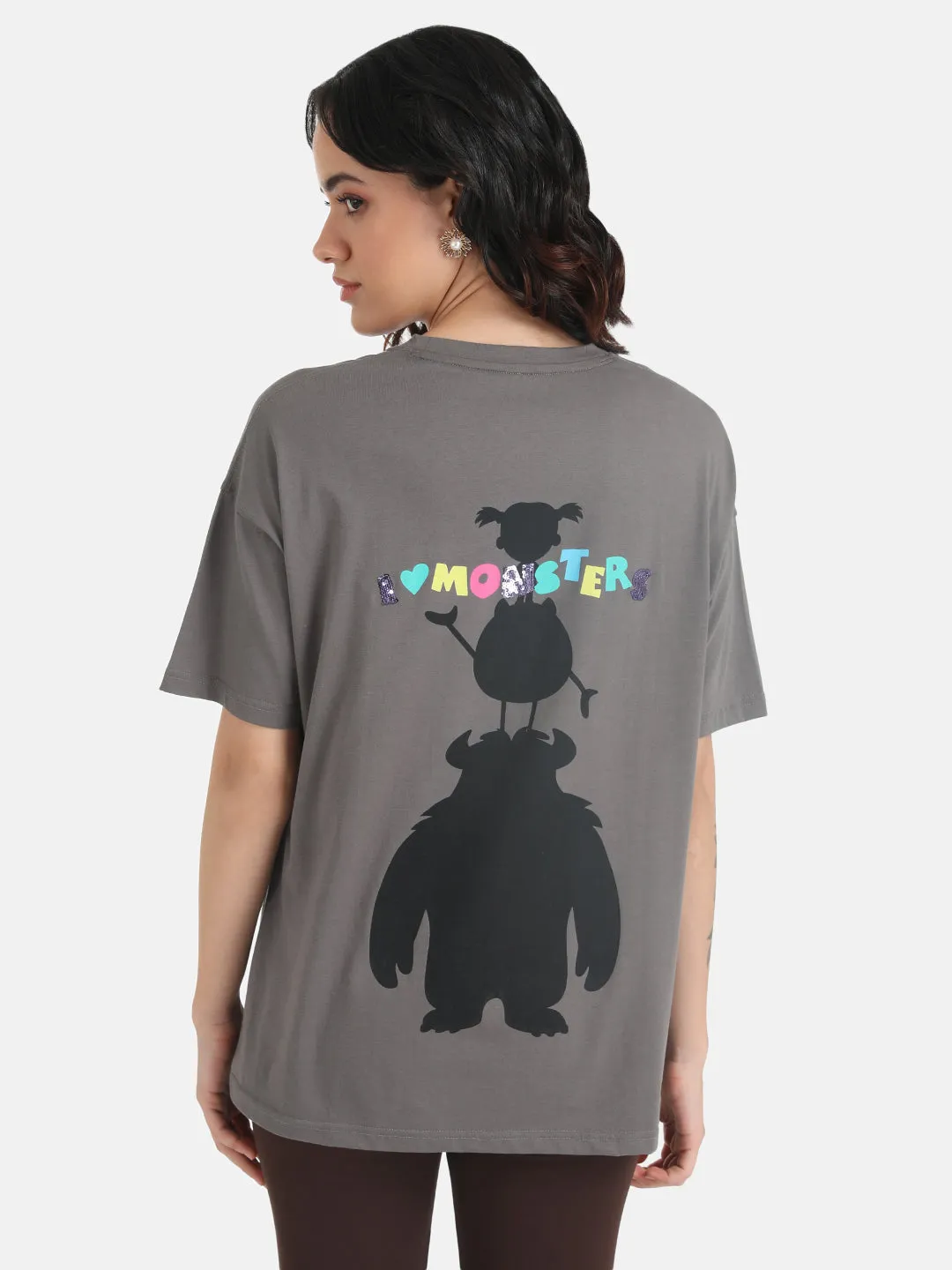 Monsters Inc  Disney  Printed Long T-Shirt With Sequin Work