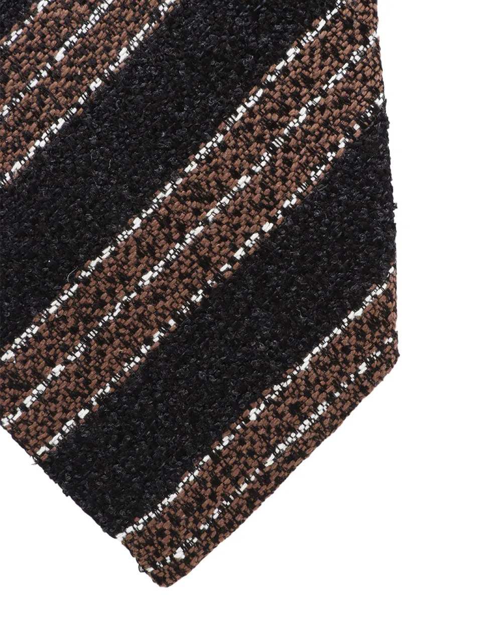 Navy and Brown Striped Silk Tie