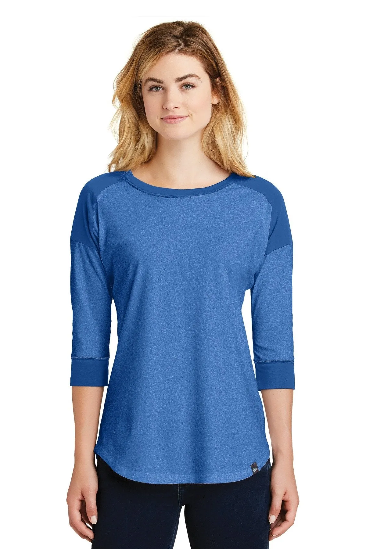 New Era Ladies Heritage Blend 3/4-Sleeve Baseball Raglan Tee LNEA104 Royal/ Royal Heather