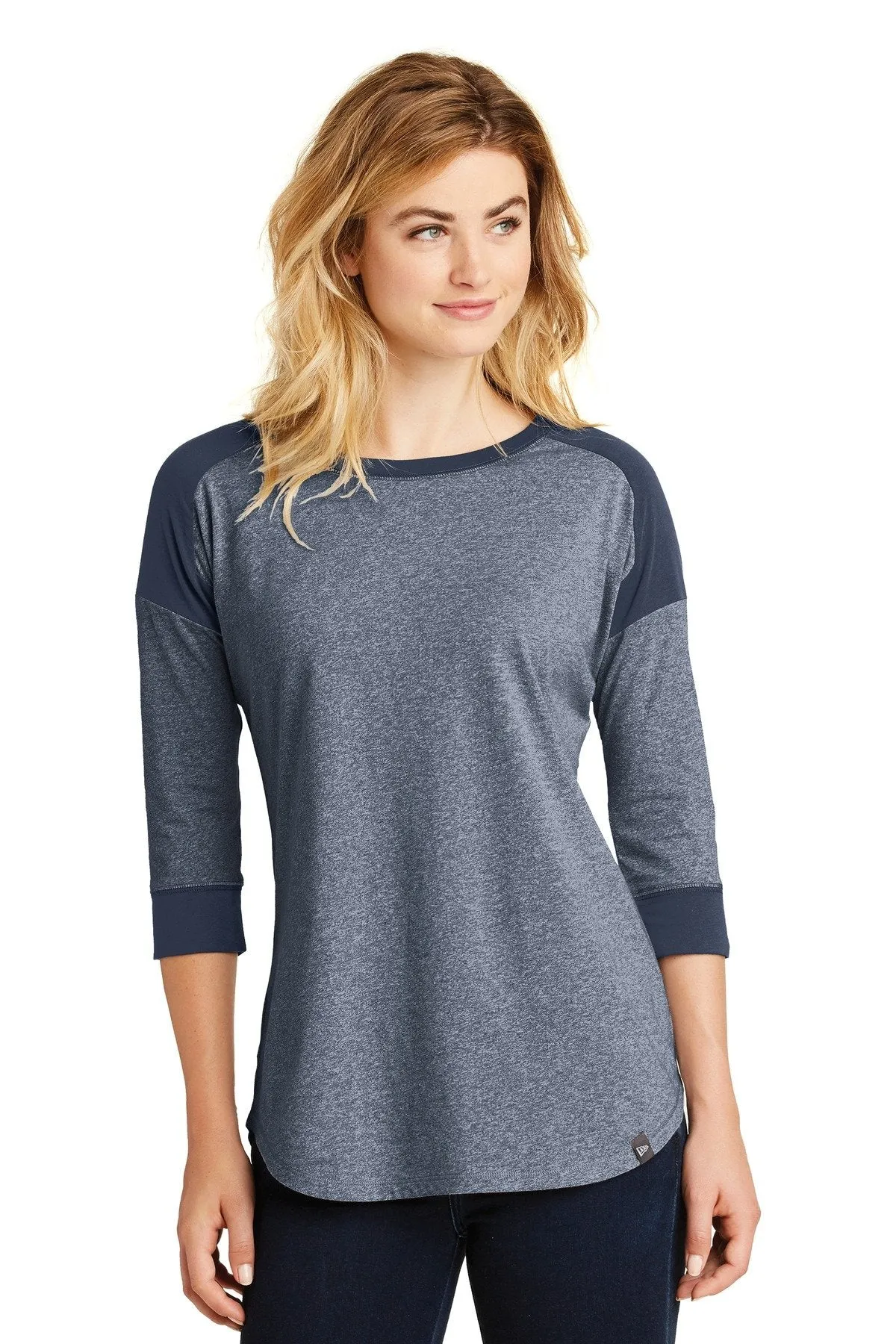 New Era Ladies Heritage Blend 3/4-Sleeve Baseball Raglan Tee LNEA104 True Navy/True Navy Twist