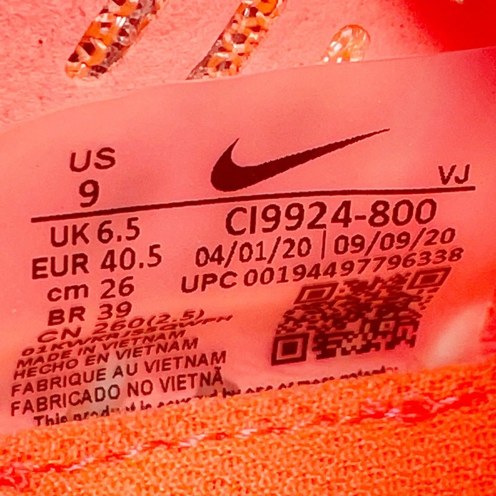 Nike Womens Air Zoom Tempo CI9924-800 Orange Running Shoes Sneakers Size 9