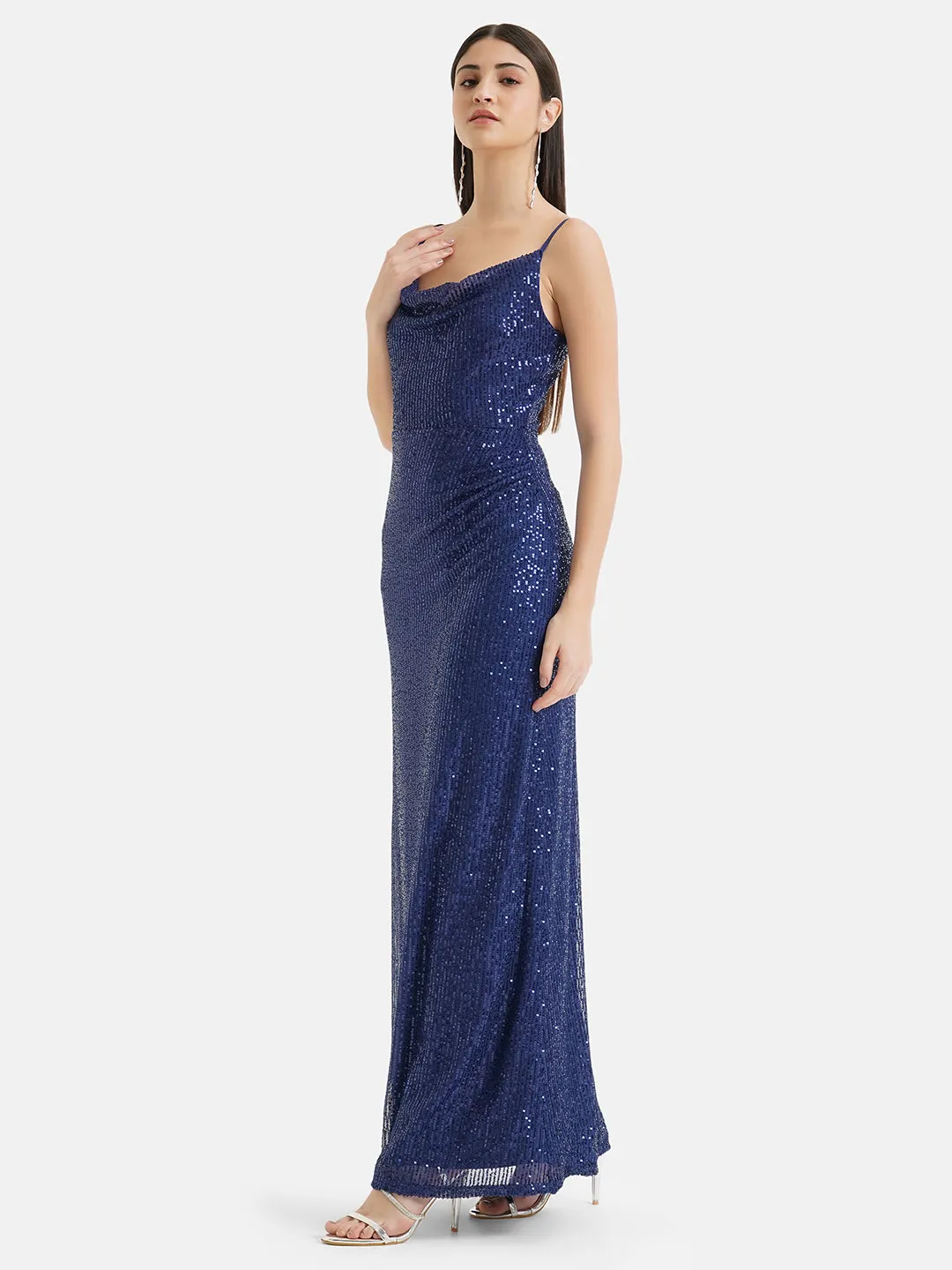 Noodle Strap Sequin Maxi Dress