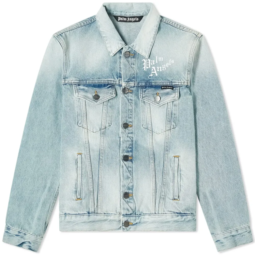 Palm Angels Sacred Heart Denim JacketMedium Wash