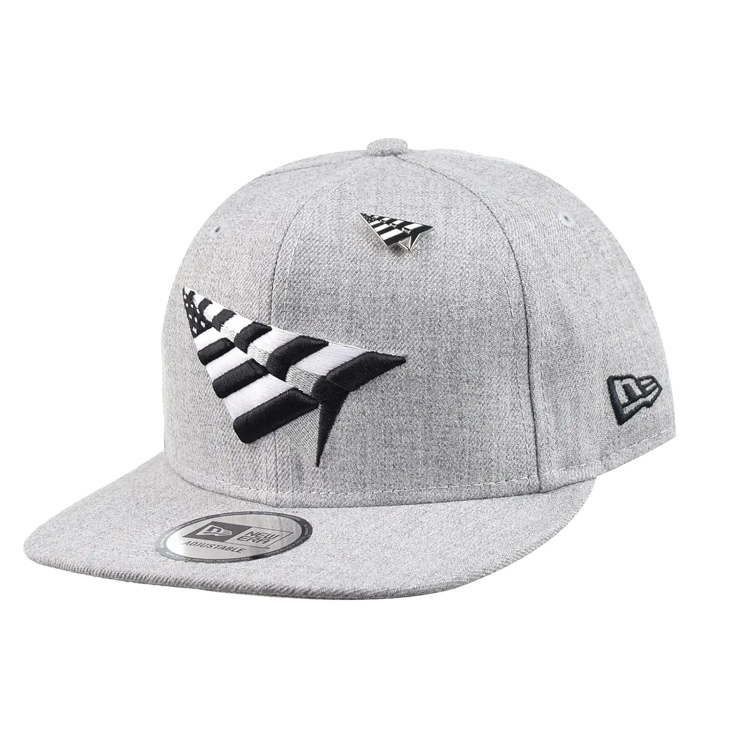 Paper Plane New Era Crown Old School Men's Snapback Heather Grey