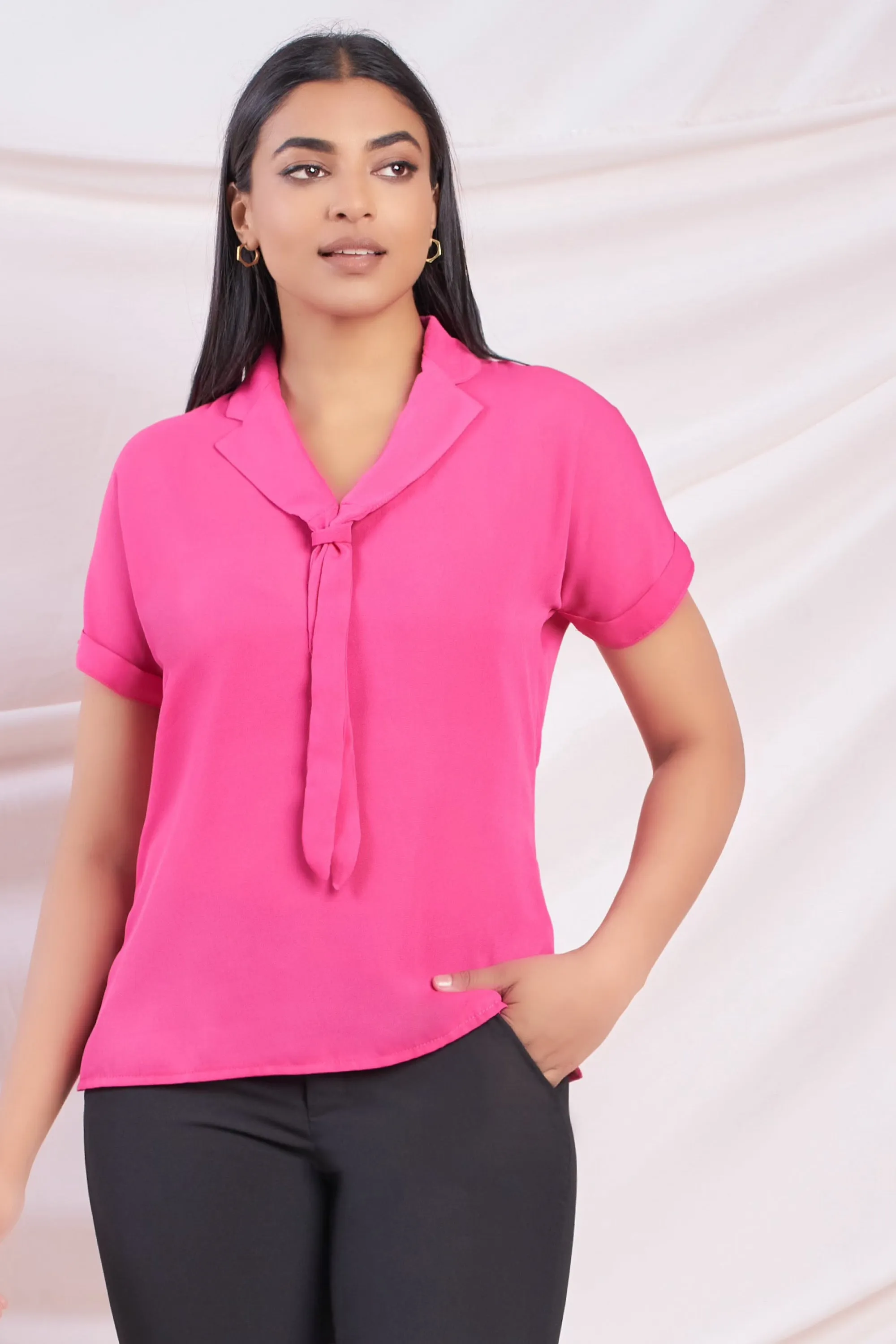 Pink Sailor Tie Detail Top