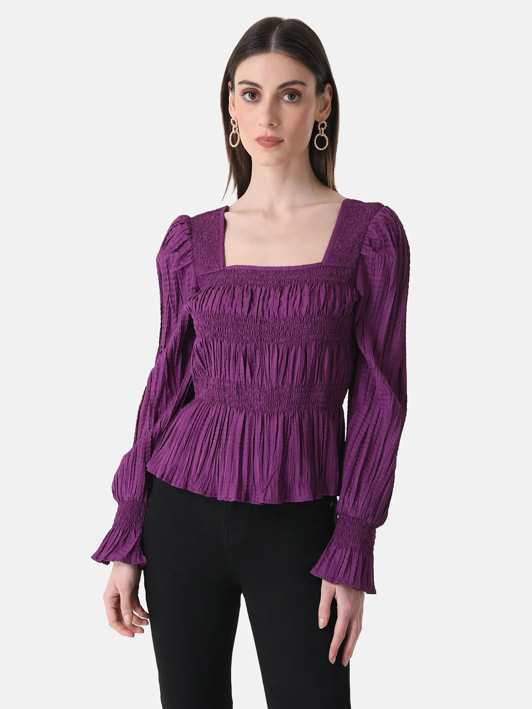 Pleated  Top With Smocking