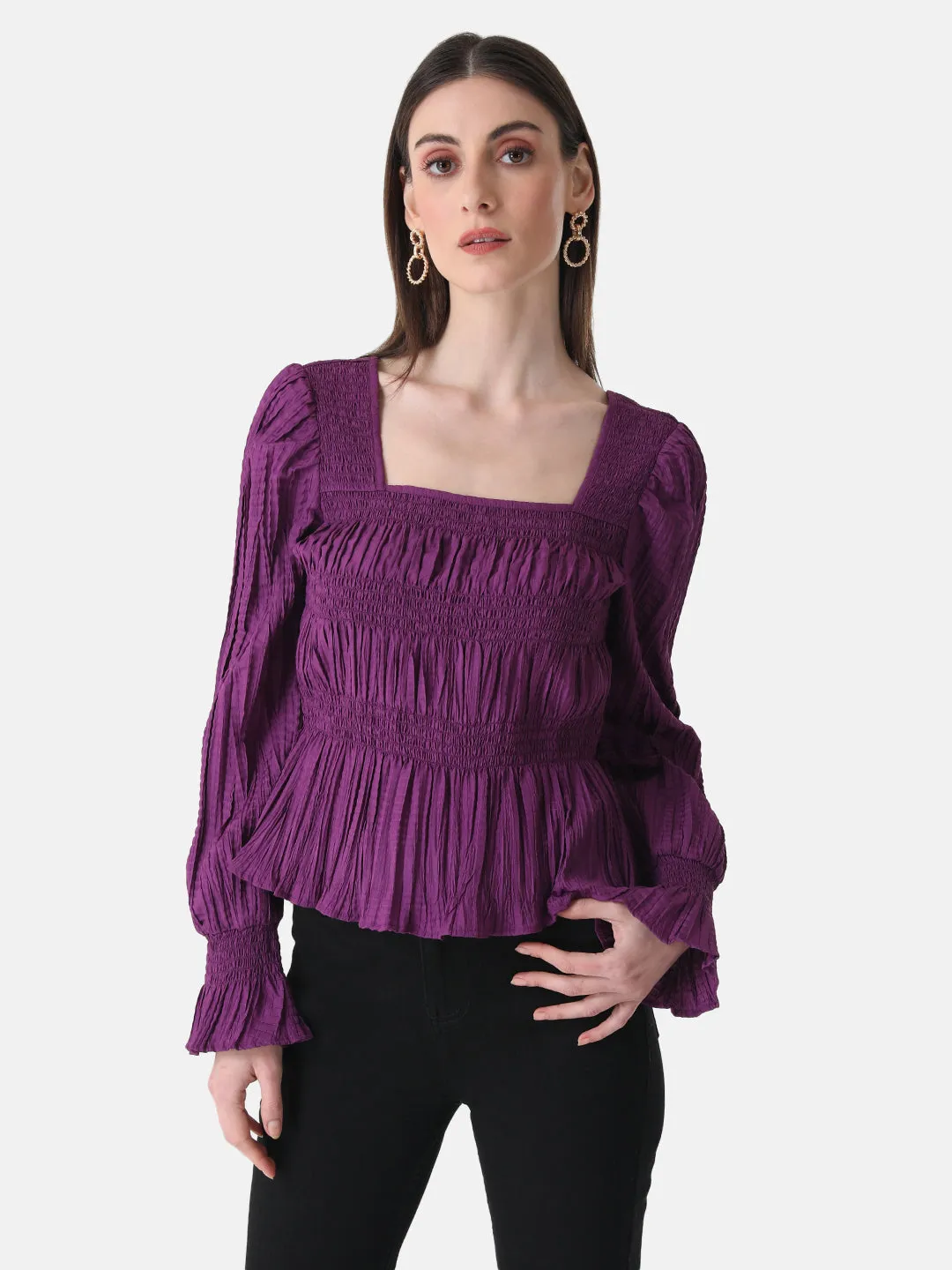 Pleated  Top With Smocking