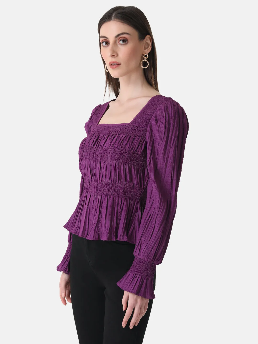 Pleated  Top With Smocking