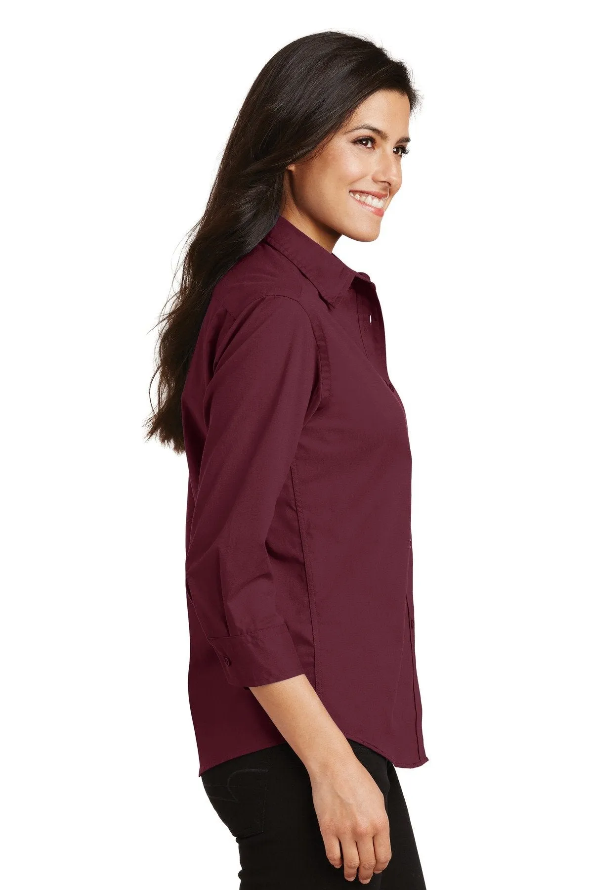 Port Authority Ladies 3/4-Sleeve Easy Care Shirt L612 Burgundy