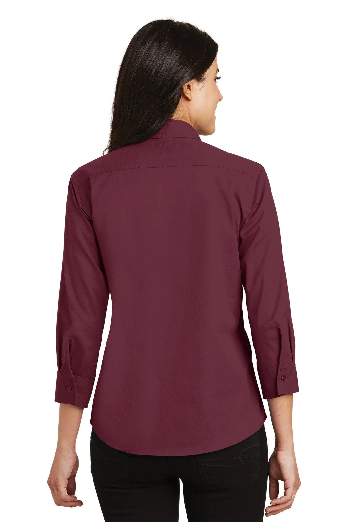 Port Authority Ladies 3/4-Sleeve Easy Care Shirt L612 Burgundy