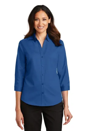 Port Authority Ladies 3/4-Sleeve SuperPro Twill Shirt L665 True Blue