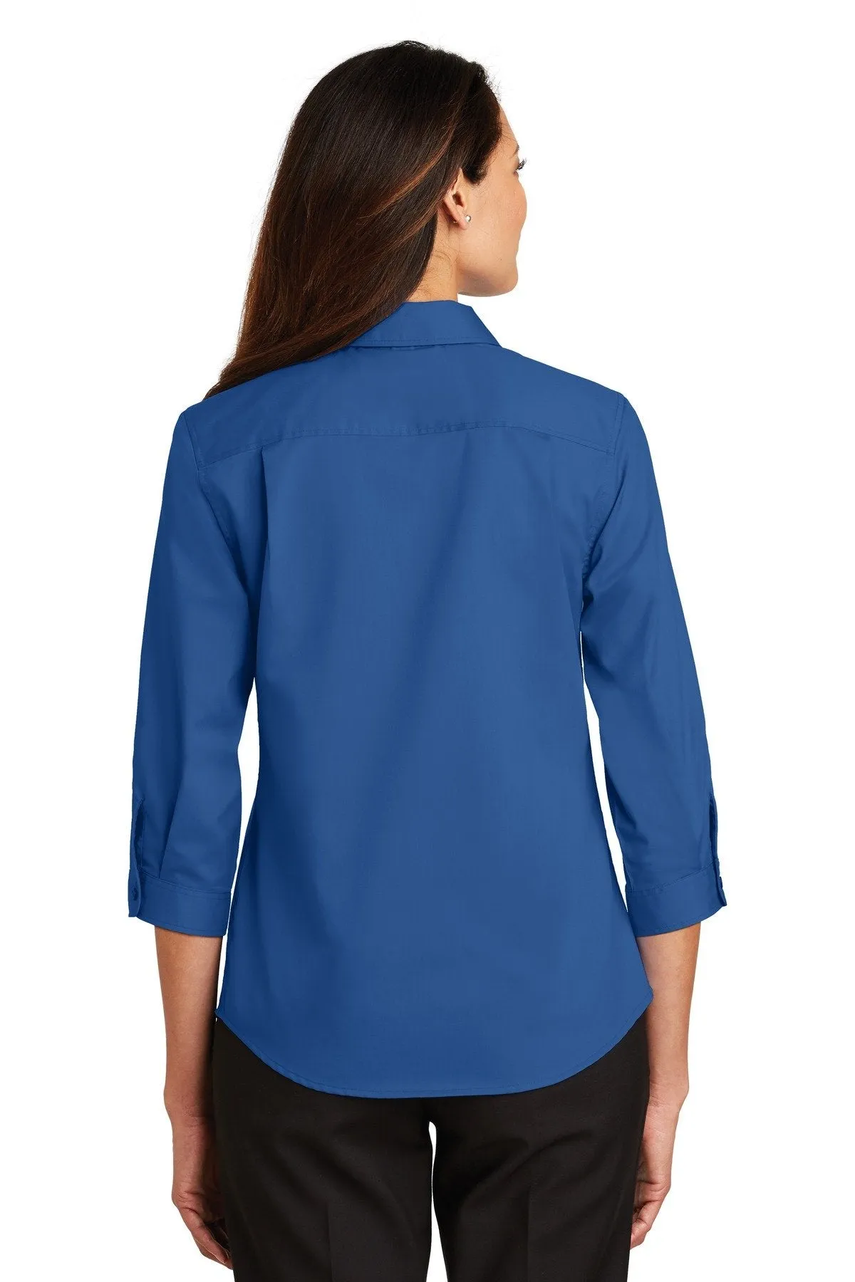 Port Authority Ladies 3/4-Sleeve SuperPro Twill Shirt L665 True Blue