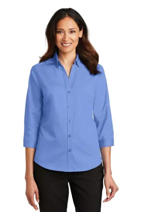 Port Authority Ladies 3/4-Sleeve SuperPro Twill Shirt L665 Ultramarine Blue