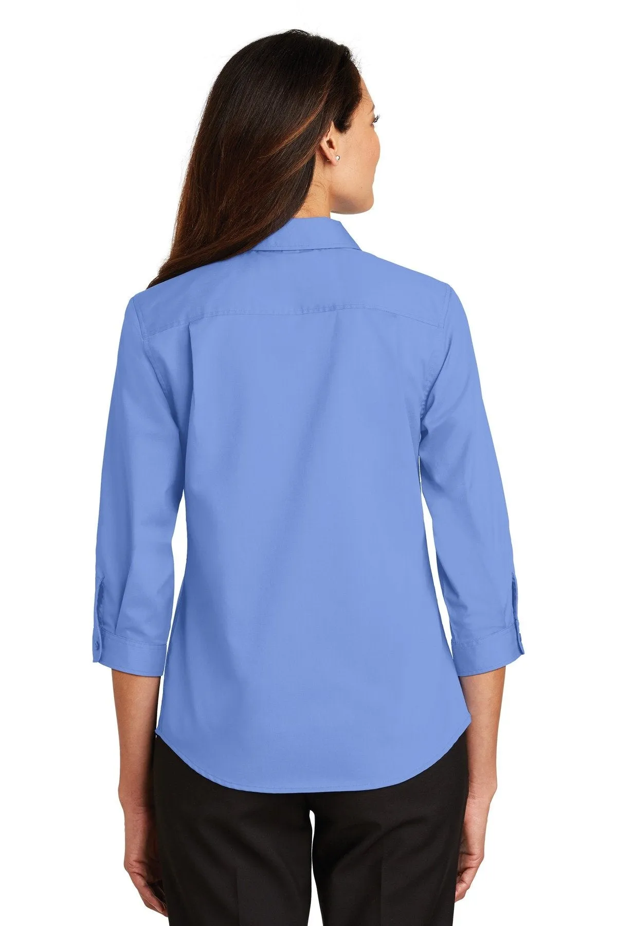 Port Authority Ladies 3/4-Sleeve SuperPro Twill Shirt L665 Ultramarine Blue