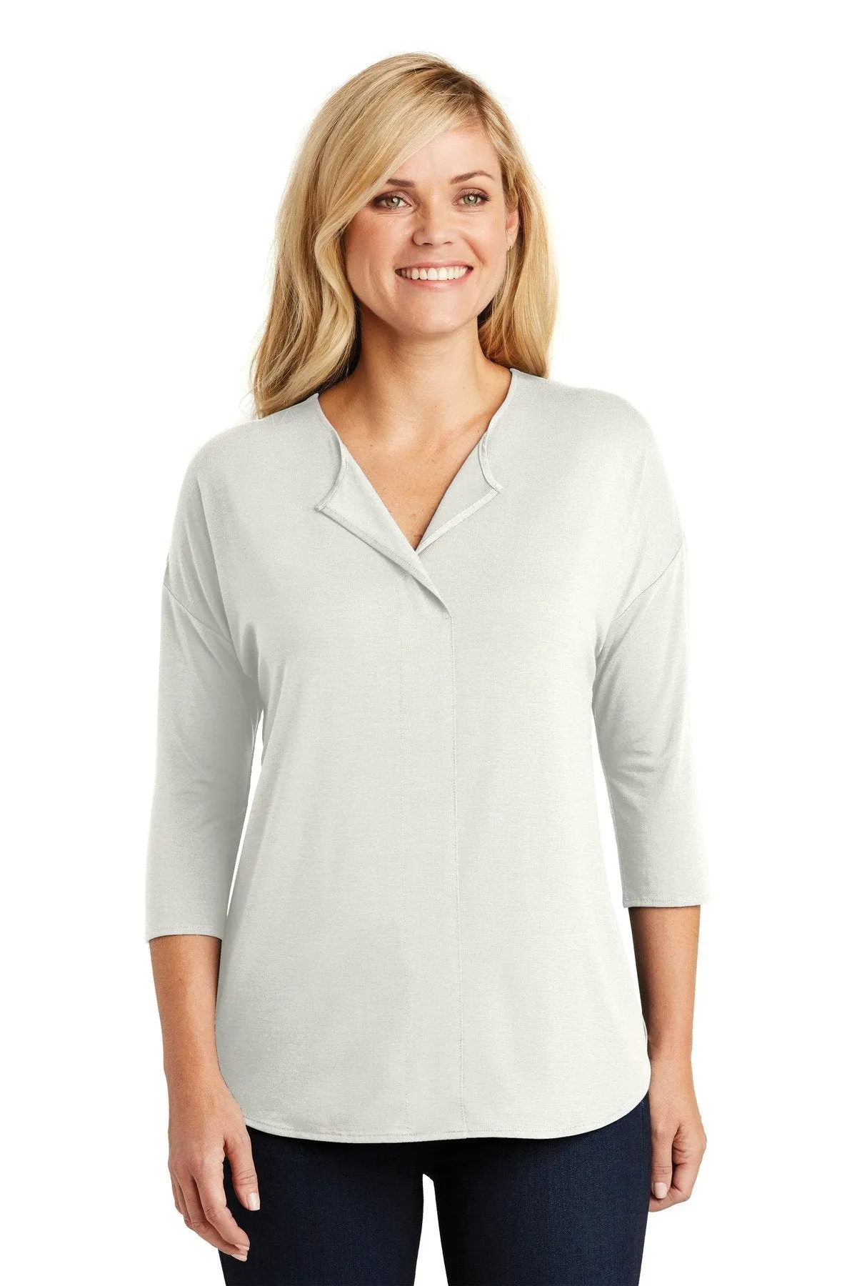 Port Authority Ladies Concept 3/4-Sleeve Soft Split Neck Top LK5433 Ivory Chiffon