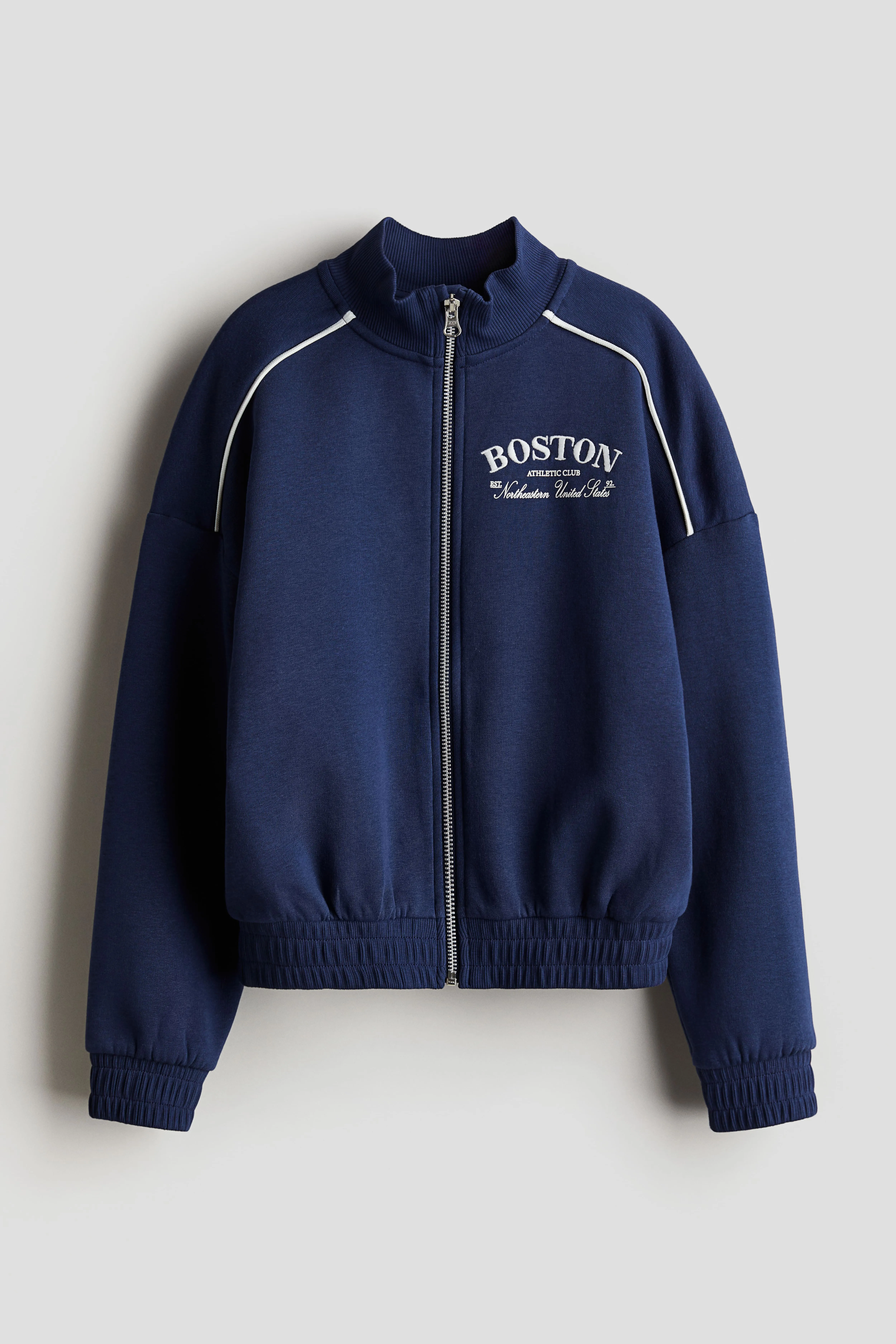 Print-motif sweatshirt track jacket - Long sleeve - Regular length - Navy blue/Boston - Kids | H&M GB