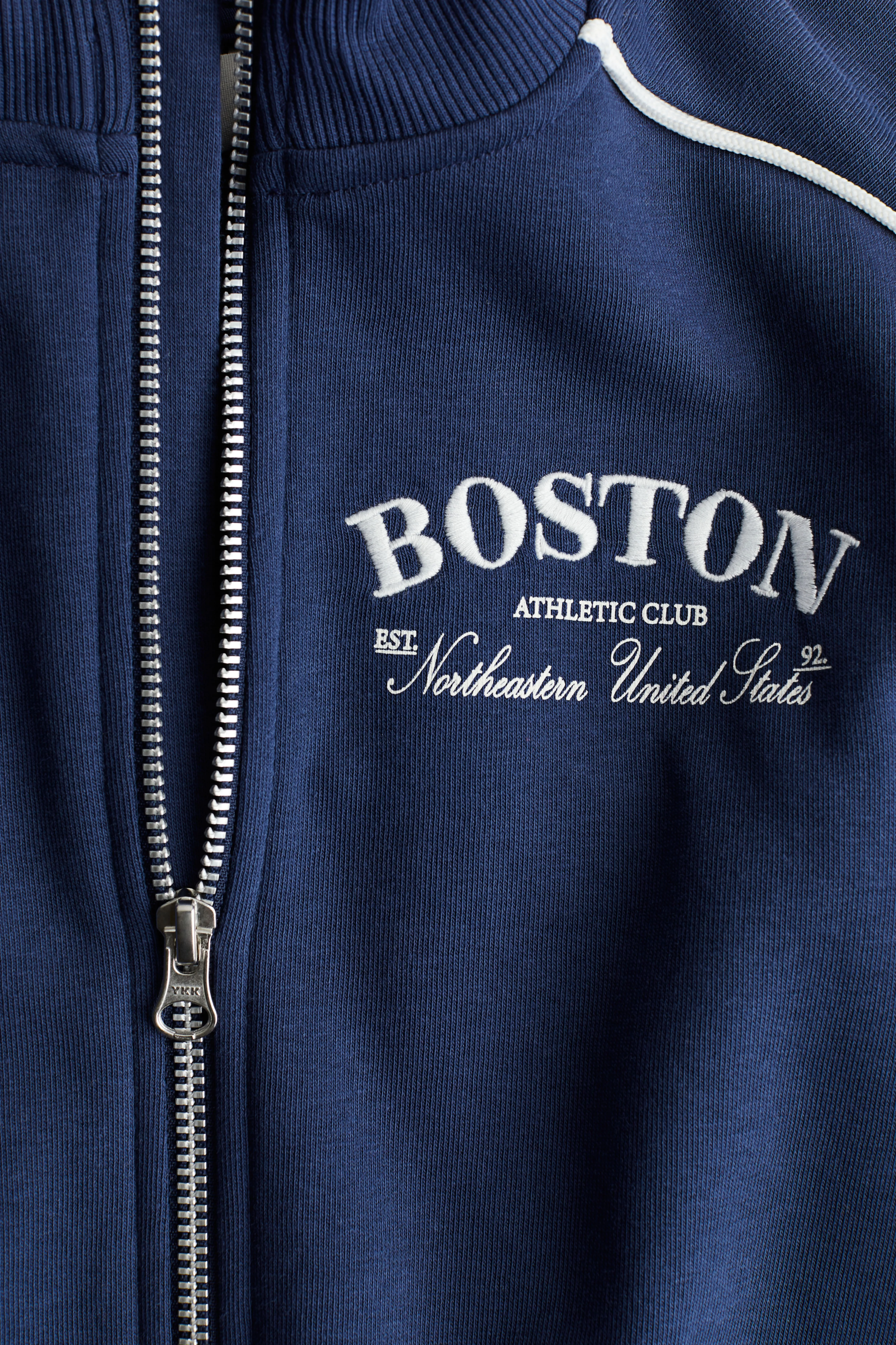 Print-motif sweatshirt track jacket - Long sleeve - Regular length - Navy blue/Boston - Kids | H&M GB