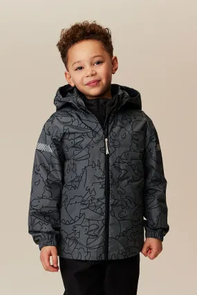 Rain jacket - Dark grey/Dinosaurs - Kids | H&M GB