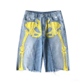 Skeleton Washed denim shorts (blue)