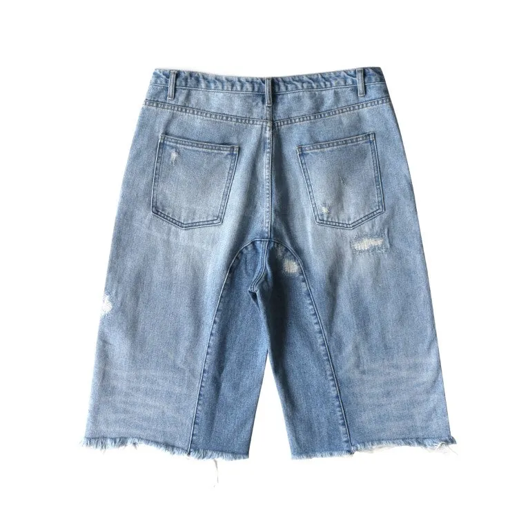 Skeleton Washed denim shorts (blue)