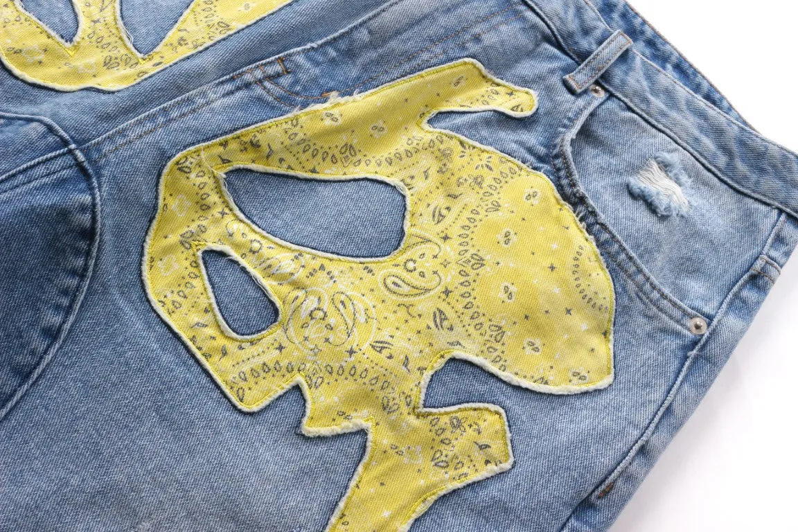 Skeleton Washed denim shorts (blue)