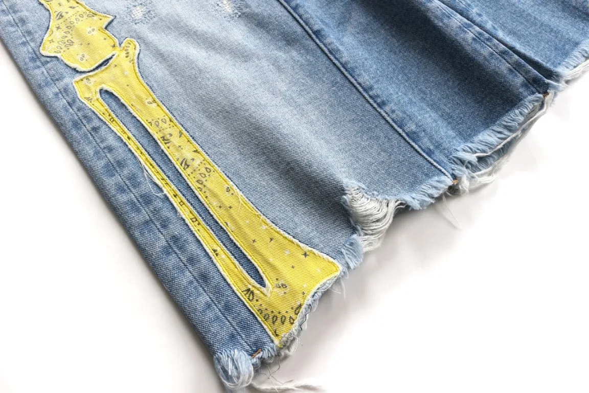 Skeleton Washed denim shorts (blue)