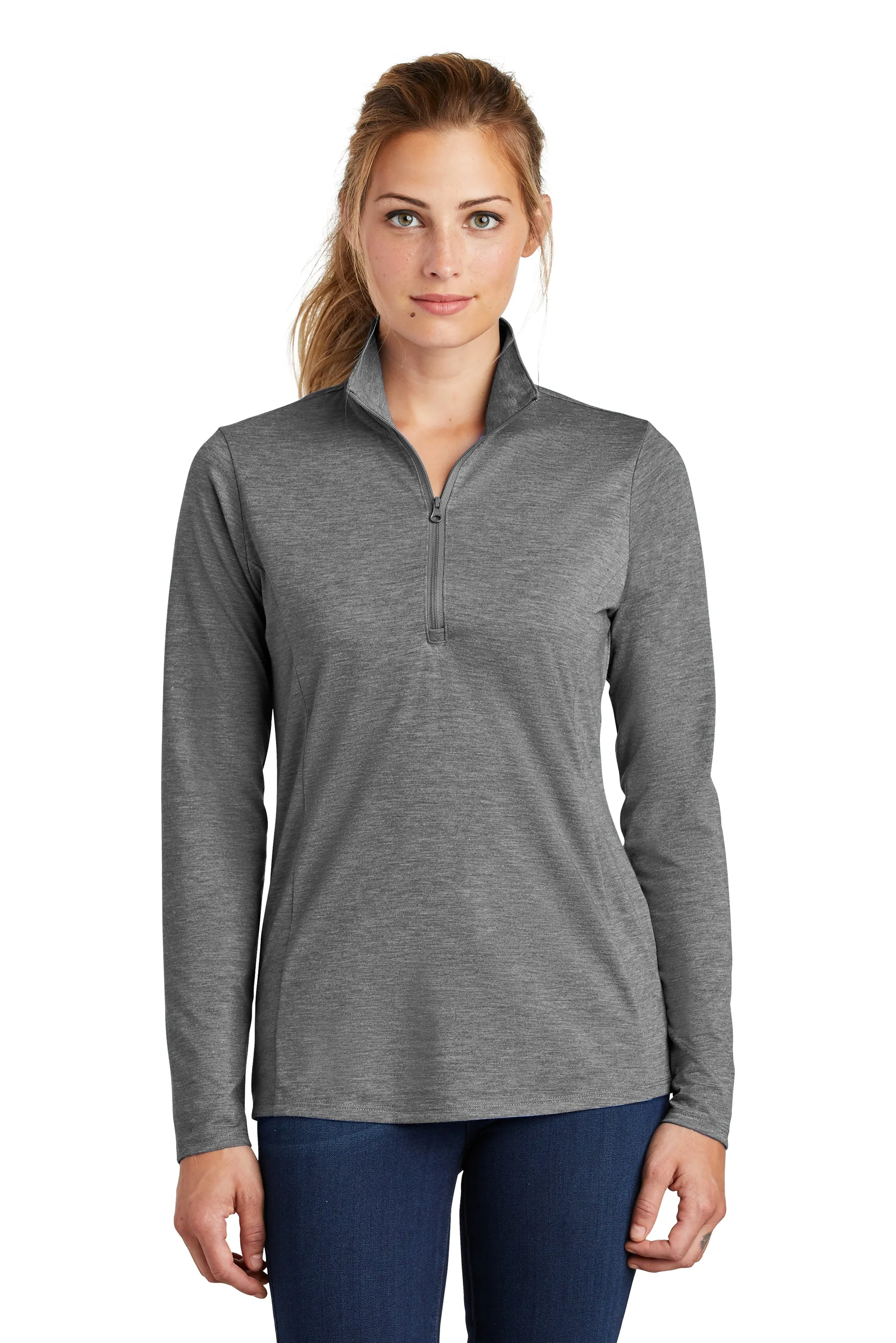 Sport-Tek  Ladies PosiCharge  Tri-Blend Wicking 1/4-Zip Pullover