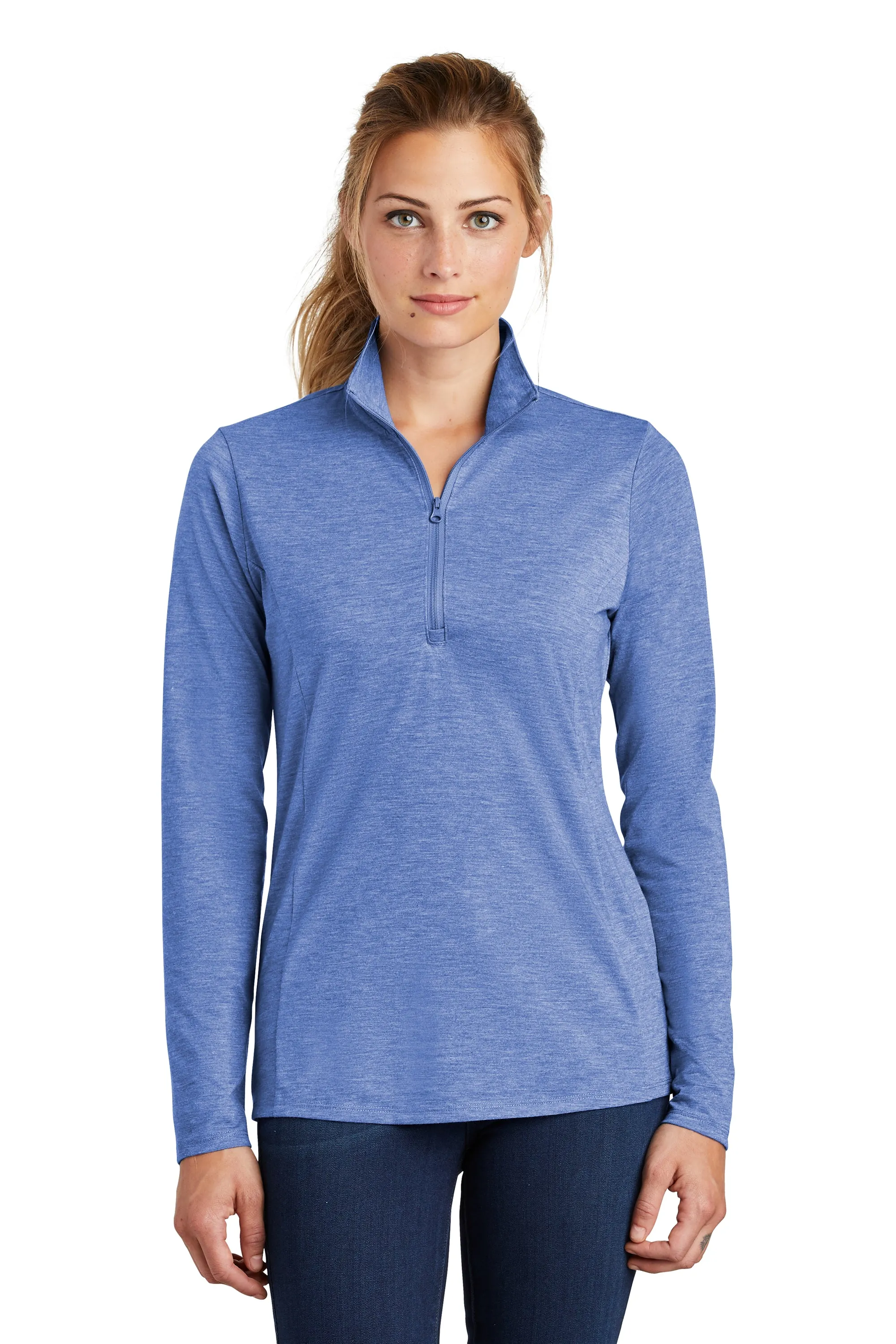 Sport-Tek  Ladies PosiCharge  Tri-Blend Wicking 1/4-Zip Pullover