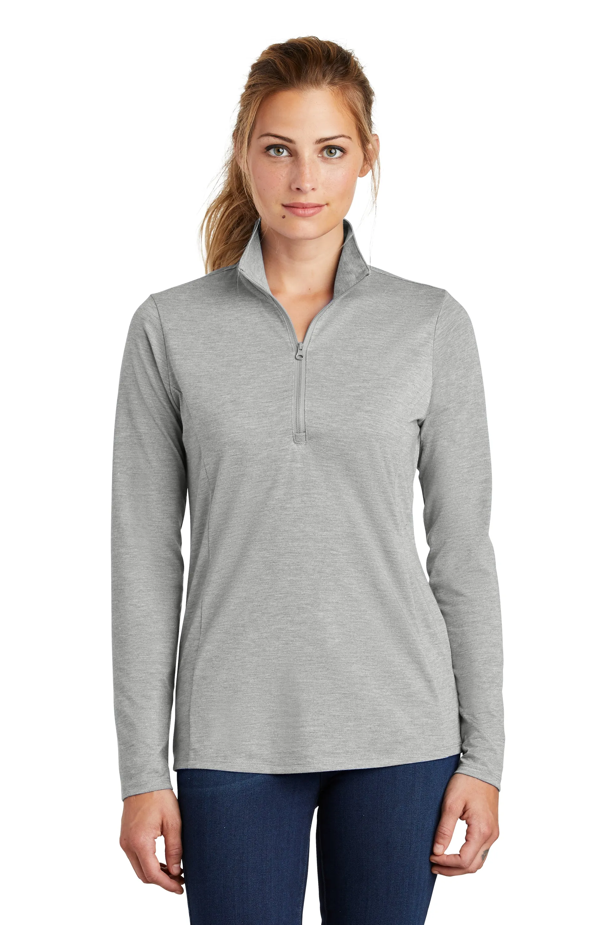 Sport-Tek  Ladies PosiCharge  Tri-Blend Wicking 1/4-Zip Pullover