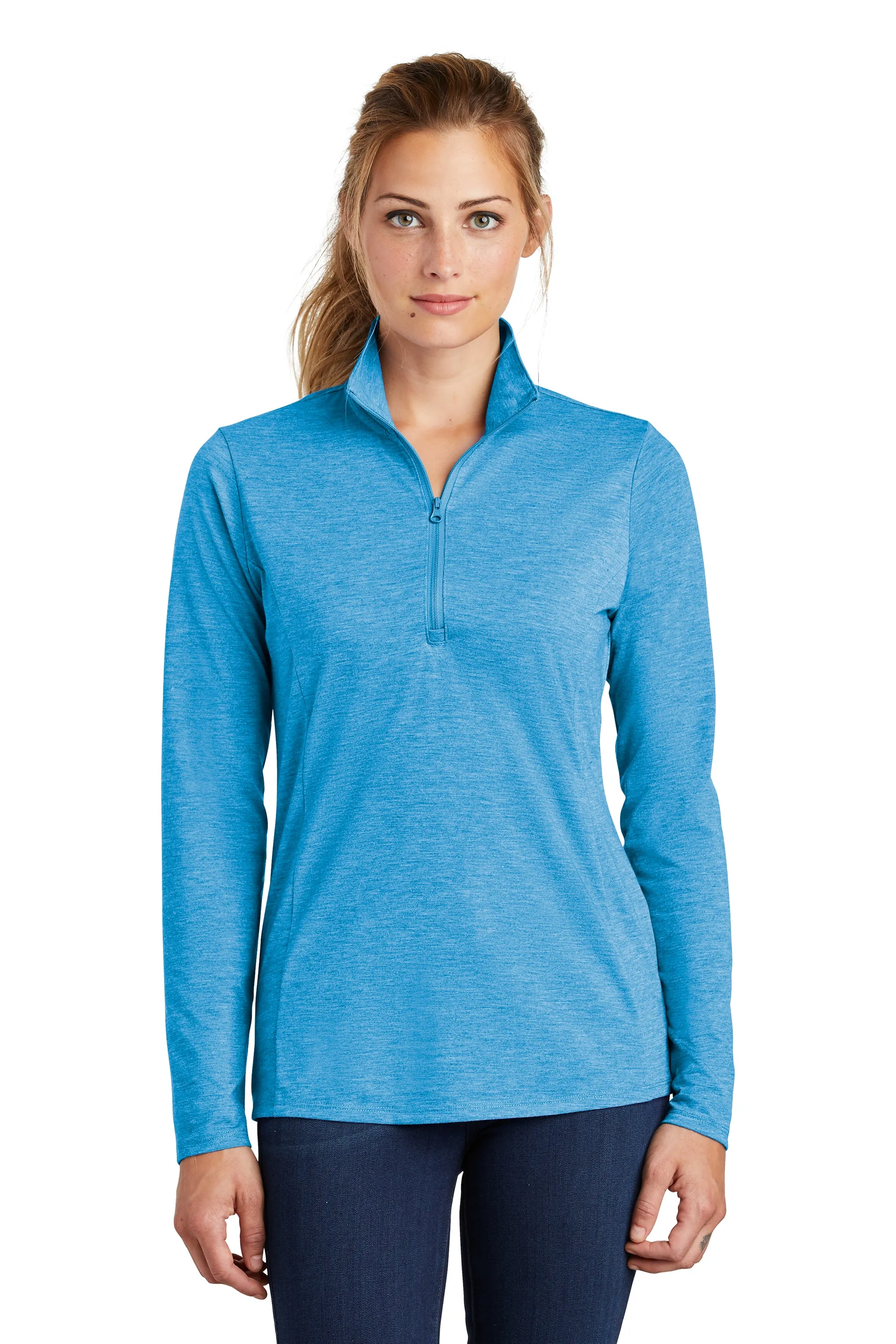 Sport-Tek  Ladies PosiCharge  Tri-Blend Wicking 1/4-Zip Pullover